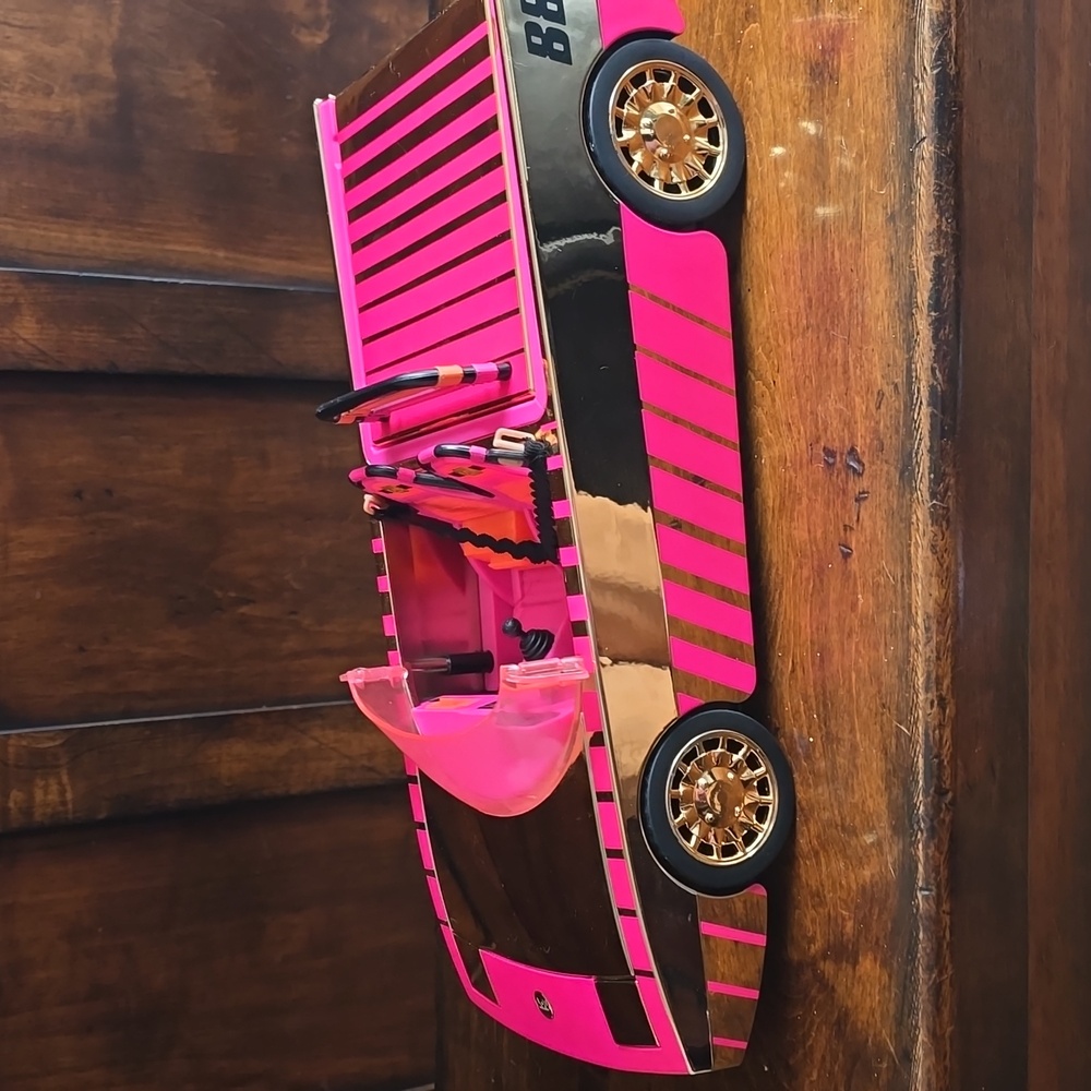 2XHP. Like New. LTD Edit. Pink/Gold Barbie LOL Speedmatic Convertible Car Pool